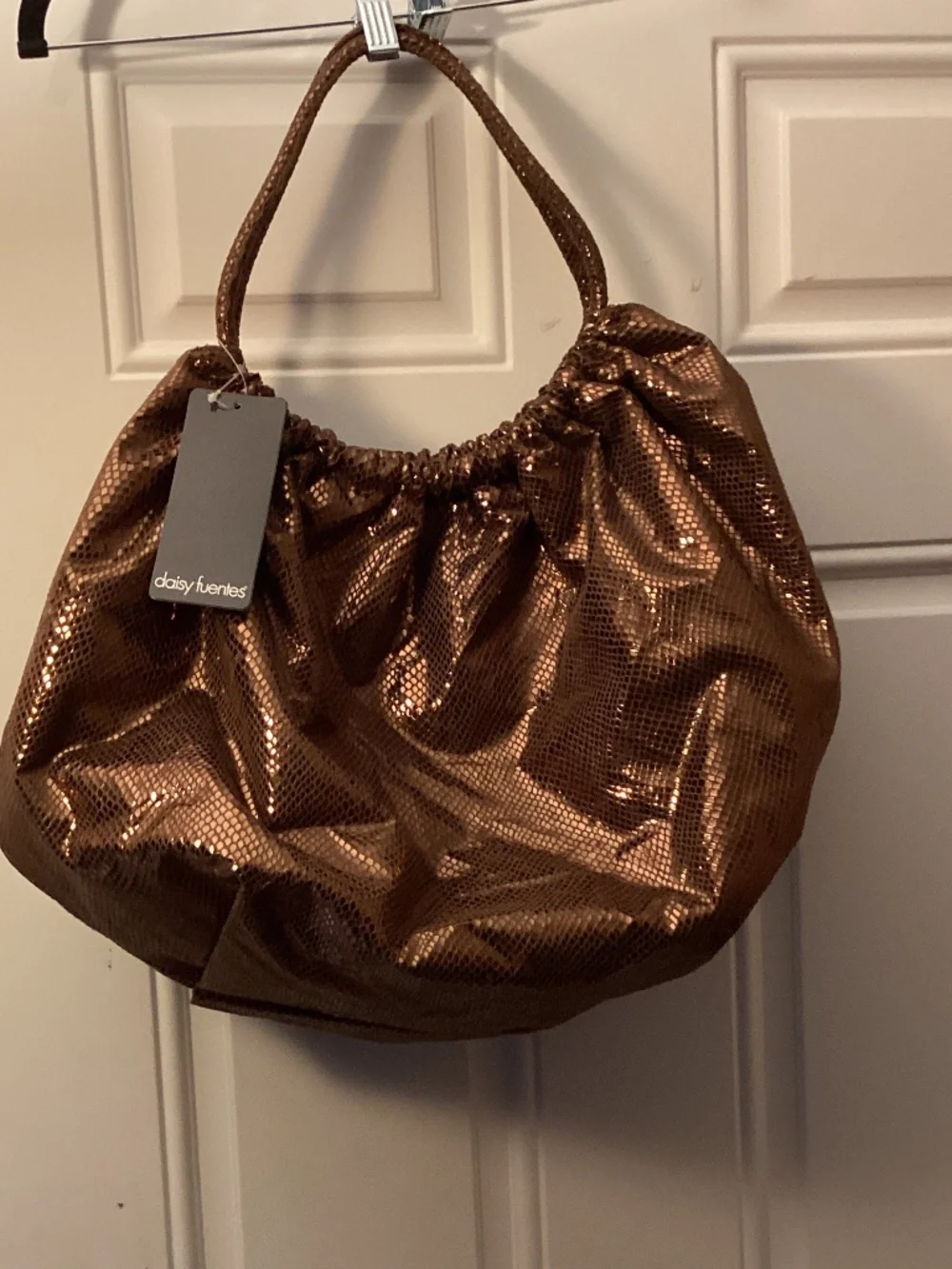 🌸NEW Daisy Fuentes Rouched Oversized purse bag🌸 BRONZE Metallic look